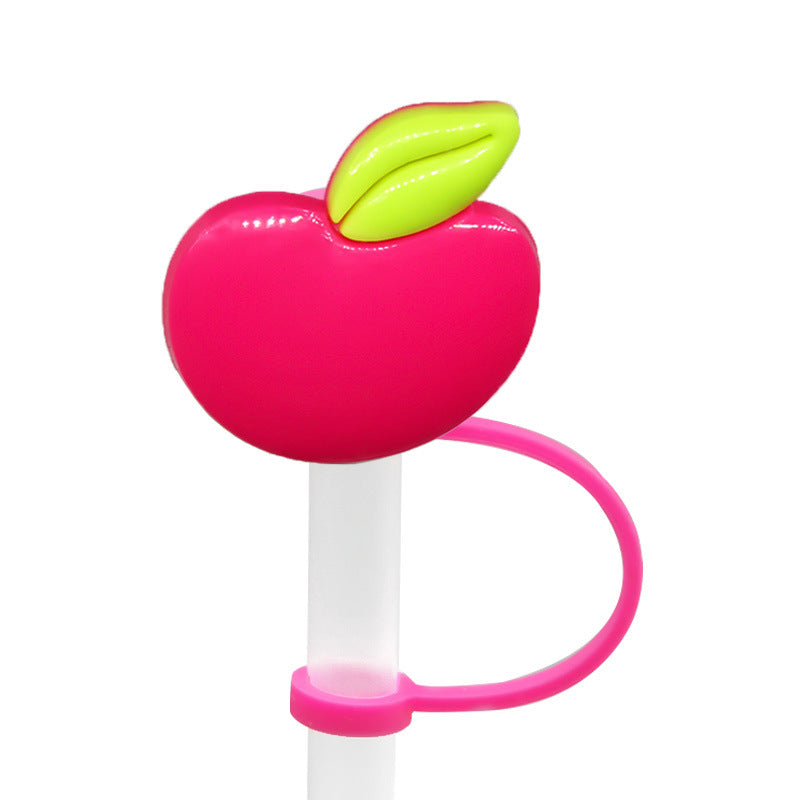 Wholesale 10pcs/pack Straw Cap Flower Fruit Straw Cover Silicone Dust Plug Party Straw